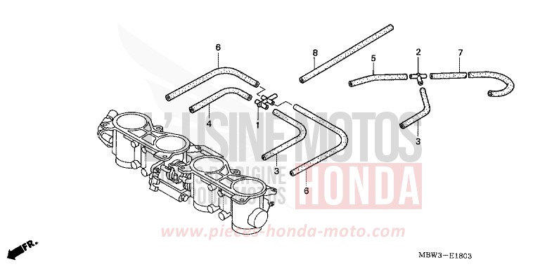 THROTTLE BODY (TUBING) for CBR600F Special Edition WINNING RED (R258) from 2001